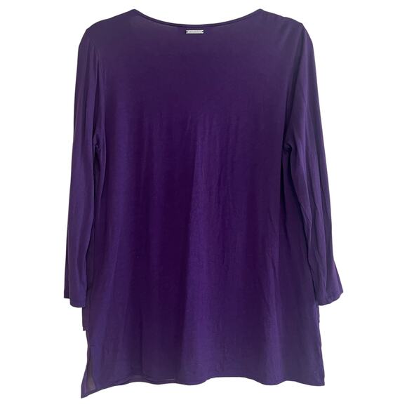 Michael Kors MK Layered-Look V-Neck 3/4 Sleeve Top Blouse Purple Size M - Picture 3 of 10